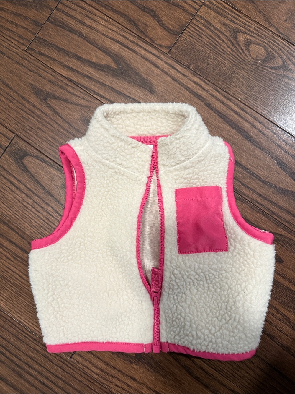 Cream and Pink Sherpa Newborn Vest